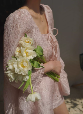 Silk sparkling silk bubble sleeve