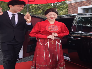 #Red Chinese style horse face skirt
#New Chinese style wedding dress
#Hanfu