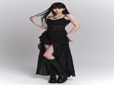 #Ghost Girl Black Strap Dress Birthday Party Little Black Dress Dress