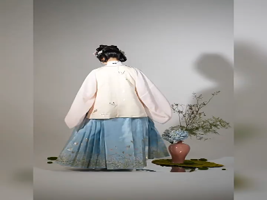 兰花系列明制短比甲粉色对襟袄日常马面裙春款汉服