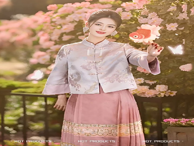 New Chinese-style short jacket with buttoned loops and floral embroidery for women, featuring a spring and autumn style, reminiscent of traditional Han clothing. The outfit includes a small-sized pink horse-faced skirt and top ensemble.#Chinese Hanfu
#Horse faced skirt
#Original Hanfu
#Latest model
#Early Spring Style
#Spring and Summer
#Ancient Style Hanfu