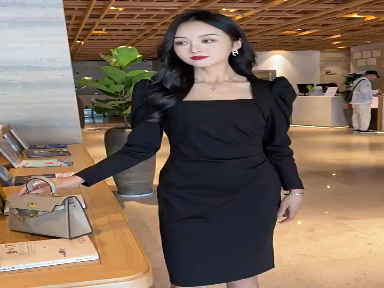 High Luxury Hepburn Style Black Waist Wrap Hip Dress 2024 Spring New Women's Fashion Style Celebrity Mid length Skirt
