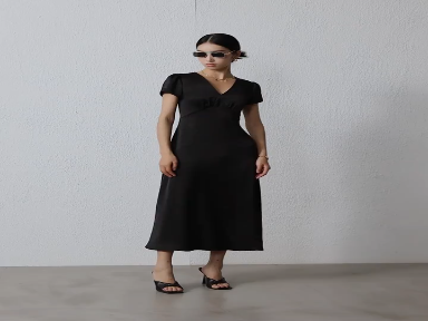 Black long skirt 2024 spring/summer three-dimensional pleated texture high-end high waisted women's small black dress acetic acid slimming dress