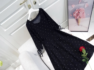 French Hepburn style long dress 2024 spring/summer new square neckline three/4 sleeves with waistband for slimming effect, oversized polka dot dress for women