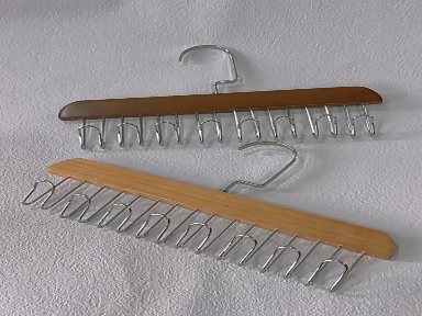 Wood rack 8 hook wood hanger Underwear storage accessories Tiktok boom tie rack Solid wood wave hanger