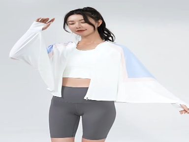Summer Ice-Feel Sun Protection Shirt for Women with Color-Blocking Patchwork, UV Resistant UPF50+, Lightweight Ice Silk for Outdoor Cycling