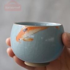 LUWU ceramic teacup Fish porcelain tea cup household chinese kung fu cup drinkware