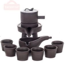 On sale Tea Cup Purple Sand Tea Set Household Semi-automatic Stone Mill Lazy Man Kung Fu Tea Set for making Oolong tea pu'er tea