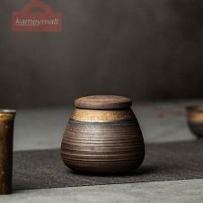 LUWU small size ceramic tea canisters vintage tea jars for storage tea (Bronze)