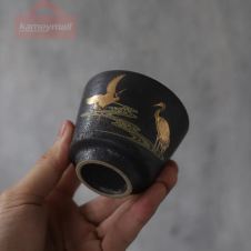 LUWU black crockery ceramic teacup porcelain tea cup chinese kung fu cup 100ml