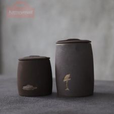 LUWU black crockery ceramic tea caddies porcelain tea jars and containers storage tea or food