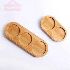 Bamboo Tray Tea Tray Cup Tray Pepper Mill Base Desktop Plate Display Tray Clean Elegant Style 2 Cavity/3 Cavity