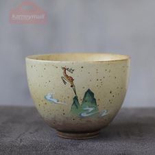 LUWU ceramic teacup handmade deer chinese tea cup 90ml (Light Yellow)