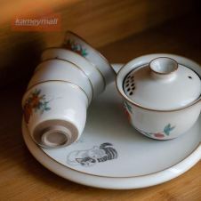 LUWU chinese ceramic tea tray fruit dish cute cat chinese tea table accessories