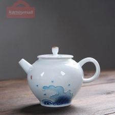 LUWU white ceramic teapot handpainted mountain chinese tea pot 170ml