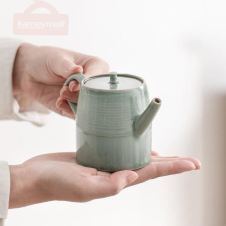 LUWU green ceramic teapot tea kettle chinese tea pot 175ml (Cyan)