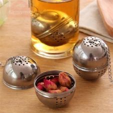 New Stainless Steel Ball Tea Infuser Mesh Filter Strainer w/hook Loose Tea Leaf Spice Ball with Rope chain Home Kitchen Tools (Light Grey)