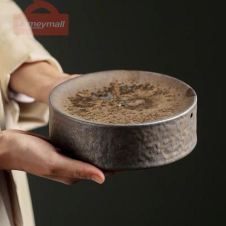 LUWU traditional ceramic teapot trivets round teapot holders porcelain tea pot base accessories (Bronze)