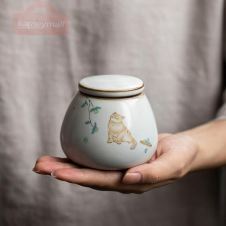 LUWU ceramic tea caddies cute cat porcelain tea canisters Kung fu tea accessories for tea