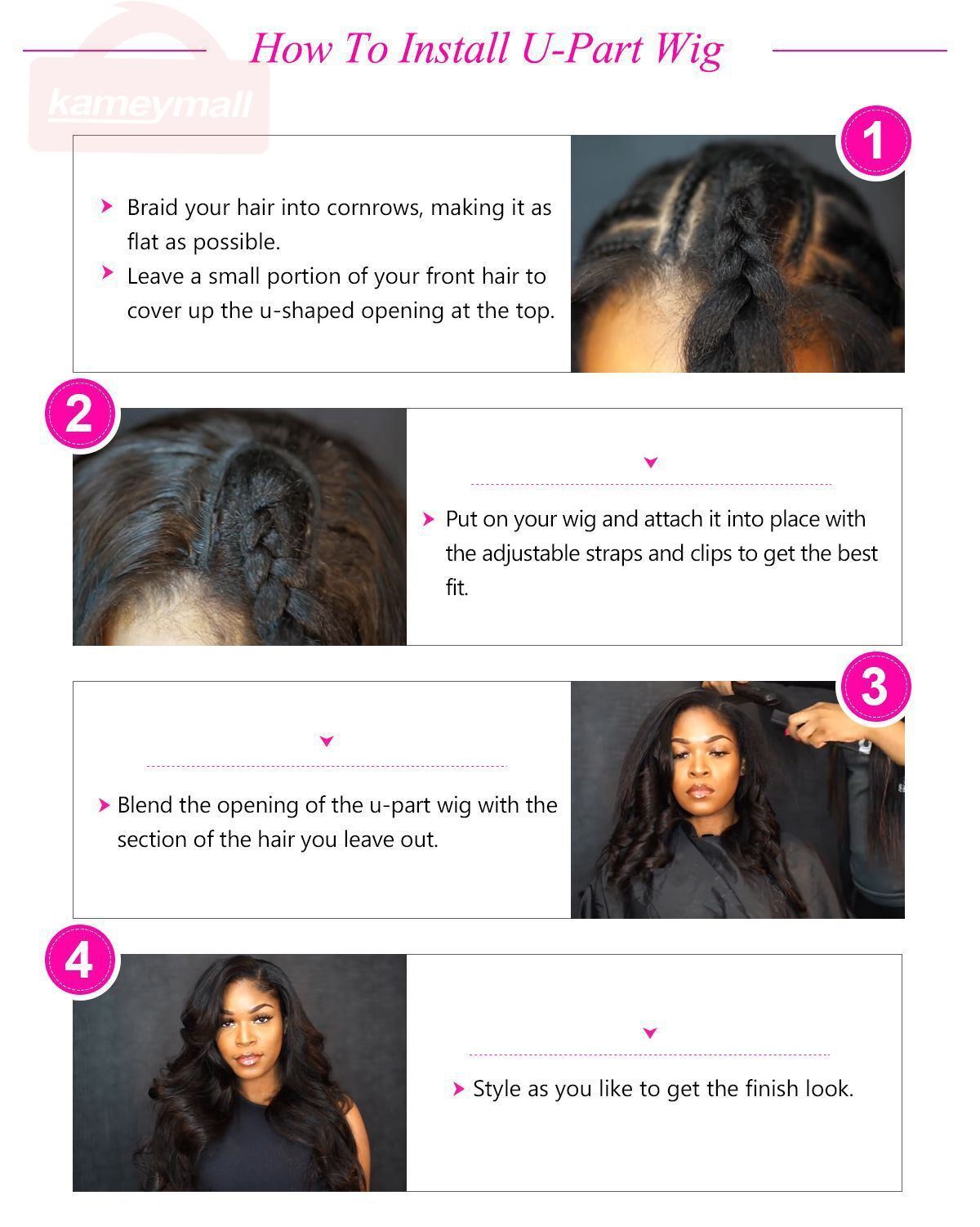 How to install u part wig